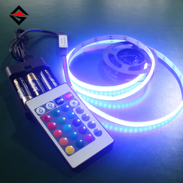 5v RGB COB Led Strip With USB 24-Key Remote Control And Battery Box