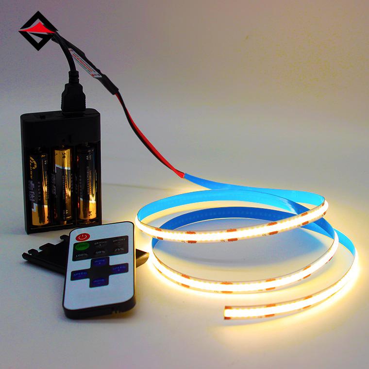 Cob Light Strip With Usb Controller Battery Box Set